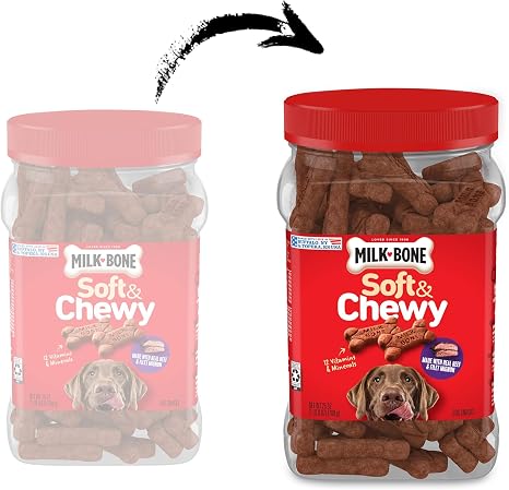 Milk-Bone Soft & Chewy Dog Treats – Beef & Filet Mignon Flavor, 25 oz