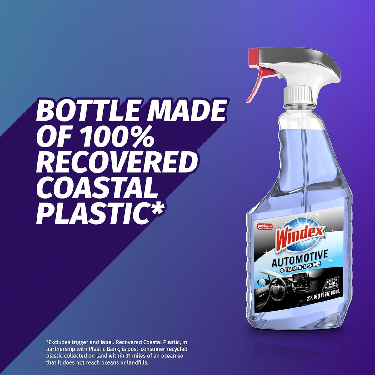Windex Automotive Car Window and Glass Cleaner, Streak-Free Shine for Car Glass Exteriors, Tinted Windows, and Interior Electronics, 23 fl oz