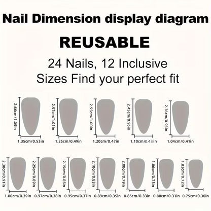 24pcs Pink Ombre Cat Eye Press-On Nails, Medium Almond Shape, Heart Design, Glossy Finish
