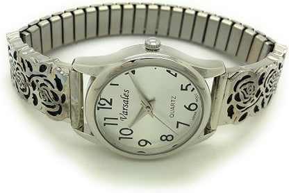 Ladies Elegant Floral Flower Stretch Elastic Band Fashion Watch Varsales