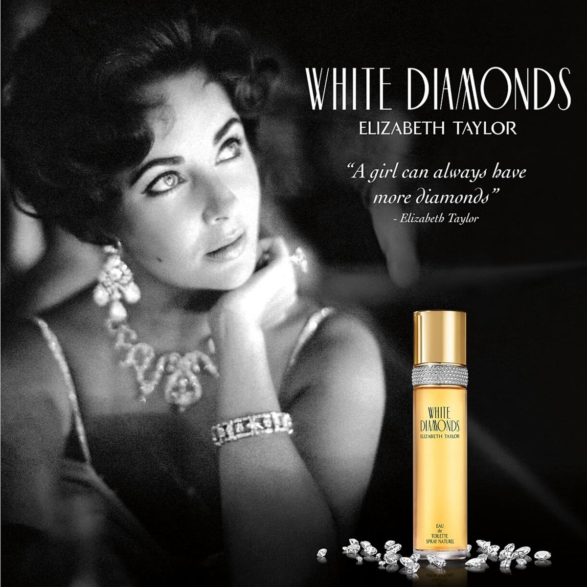 Elizabeth Taylor White Diamonds Eau de Toilette for Women, 1.7 fl oz | Women's floral chypre eau de toilette. Perfume with notes of lily, neroli, warm amber, and sandalwood.