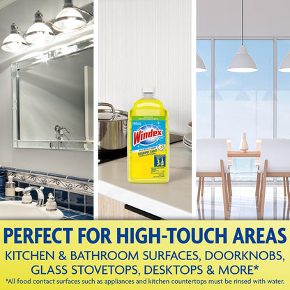 Windex Refill Multipurpose Disinfectant Cleaner Spray, Bottle Made from 100% Recycled Plastic, Surface Cleaning Spray, Citrus Fresh Scent, 2L (67.6 Fl Oz)