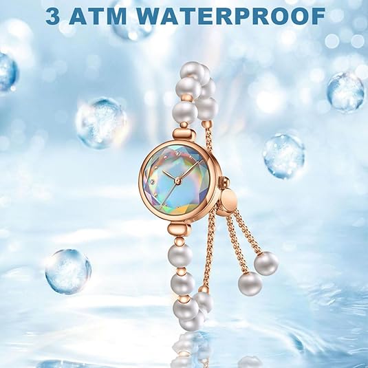 ADSBIAOYE Women’s Pearl Bracelet Watch – Elegant Gold Fashion Quartz Wristwatch