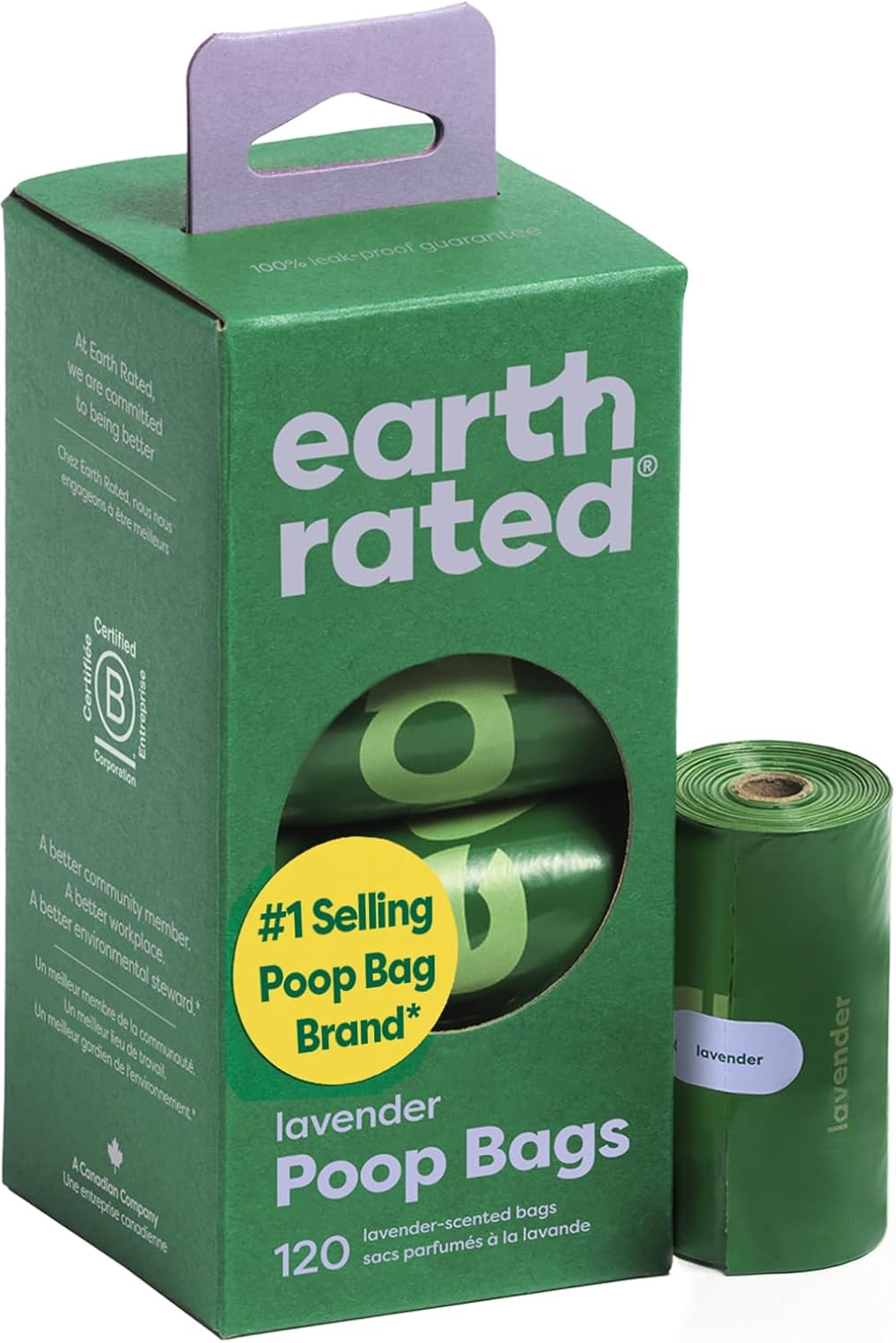 Earth Rated Lavender Dog Poop Bags – 120 Leak-Proof Refill Bags
