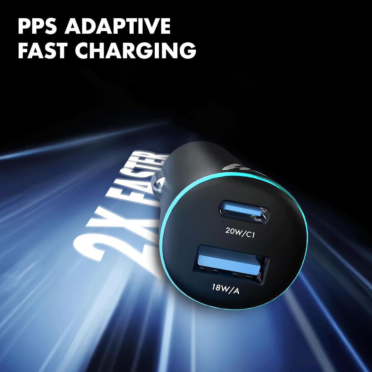 Wozoyo 20W Dual Port Fast Car Charger – USB-C & USB-A