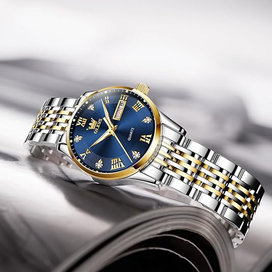 OLEVS Women’s Luxury Watch – Gold Stainless Steel Day & Date Quartz Wristwatch