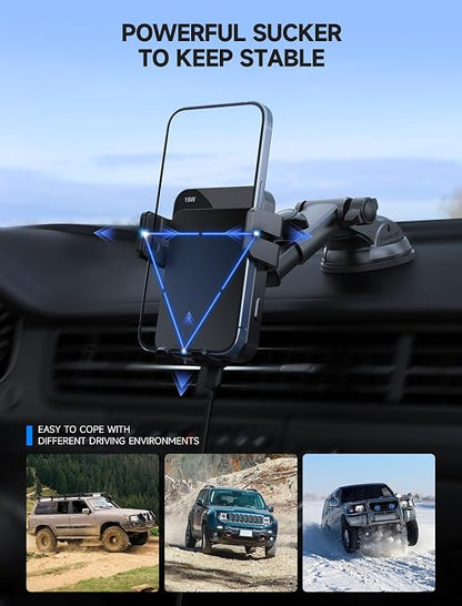 Wireless Car Charger 15W Auto Clamping Phone Holder Dash Windshield Vent