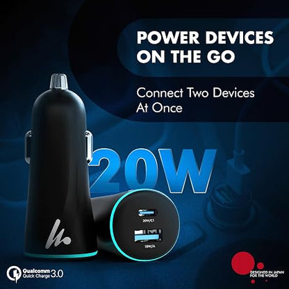 Wozoyo 20W Dual Port Fast Car Charger – USB-C & USB-A