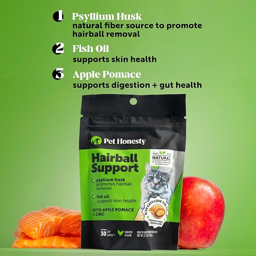 Cat Hairball Remedy Treats – Crunchy & Creamy Hairball Support with Fiber & Fish Oil