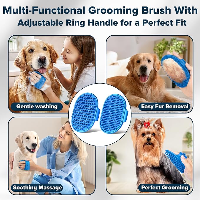 6PCS Pet Grooming & Bath Kit – Dog Washing Gloves, Bath Brush & Shower Grooming Tools