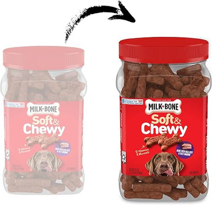 Milk-Bone Soft & Chewy Dog Treats – Beef & Filet Mignon Flavor, 25 oz