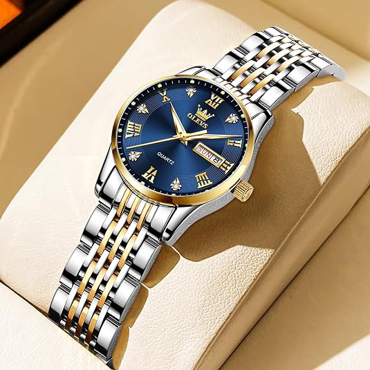 OLEVS Women’s Luxury Watch – Gold Stainless Steel Day & Date Quartz Wristwatch