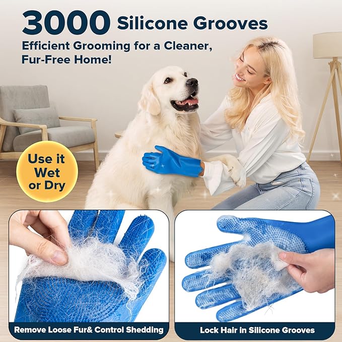 6PCS Pet Grooming & Bath Kit – Dog Washing Gloves, Bath Brush & Shower Grooming Tools