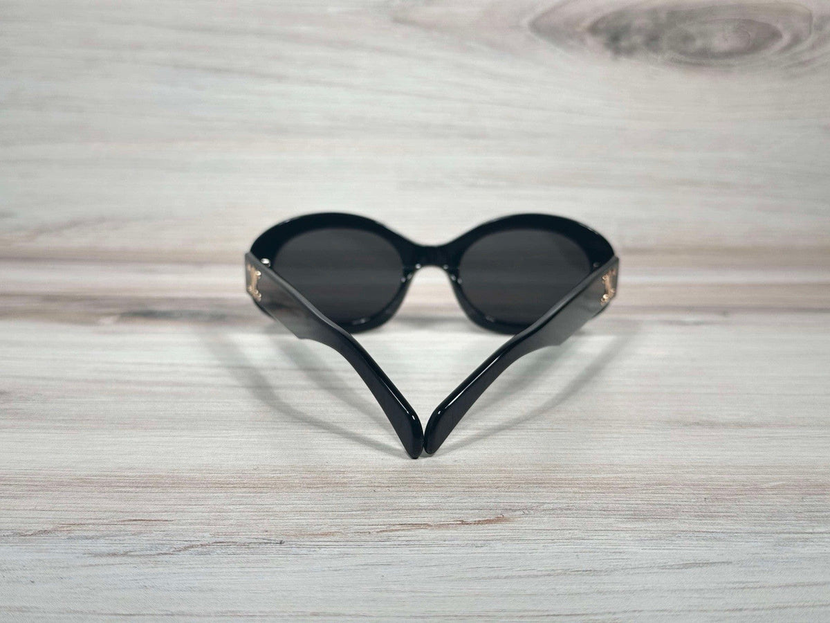 Celine CL40194U 01A Oval Sunglasses – Black &amp; Gold Gray Lens UV400
