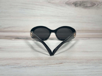Celine CL40194U 01A Oval Sunglasses – Black &amp; Gold Gray Lens UV400