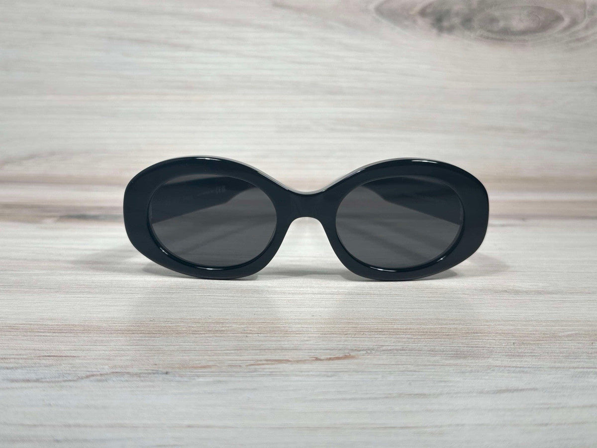 Celine CL40194U 01A Oval Sunglasses – Black &amp; Gold Gray Lens UV400