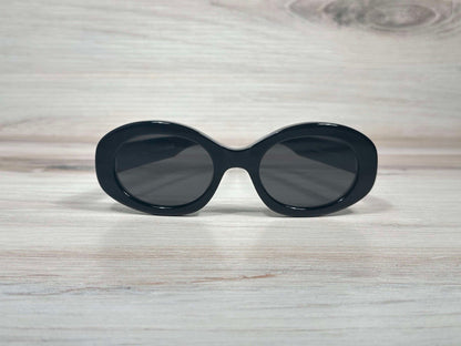 Celine CL40194U 01A Oval Sunglasses – Black &amp; Gold Gray Lens UV400