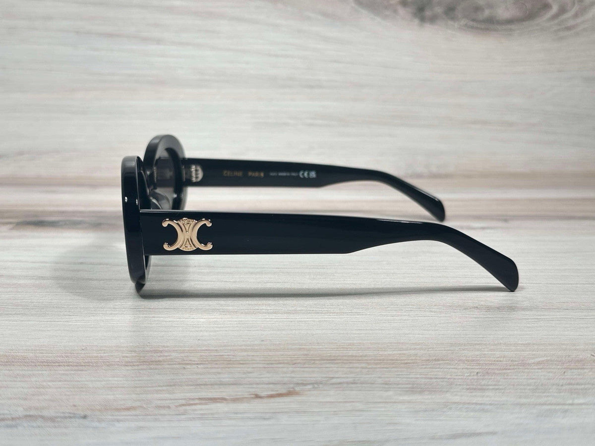 Celine CL40194U 01A Oval Sunglasses – Black &amp; Gold Gray Lens UV400