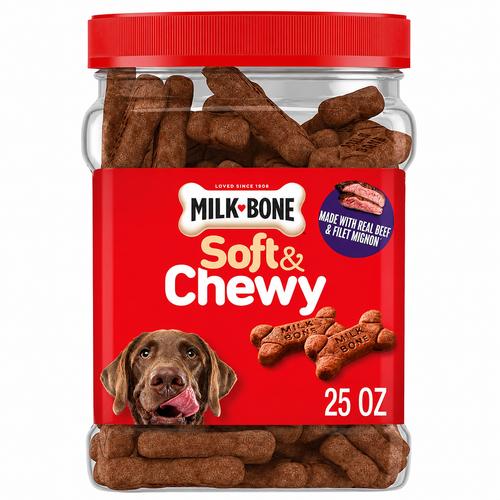 Milk-Bone Soft & Chewy Dog Treats – Beef & Filet Mignon Flavor, 25 oz