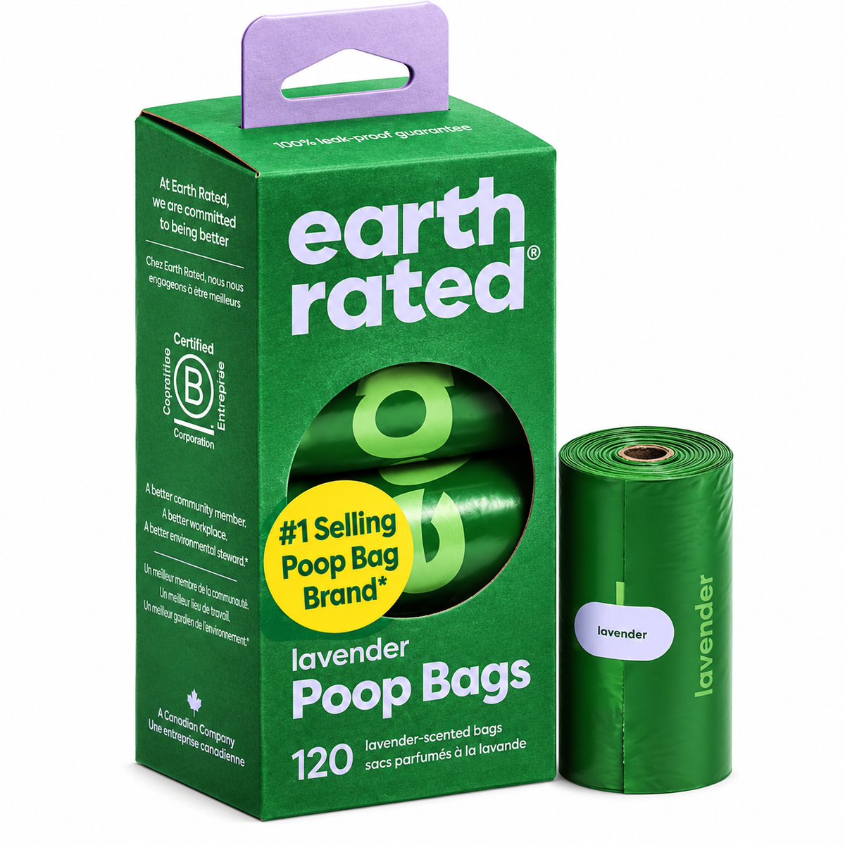 Earth Rated Lavender Dog Poop Bags – 120 Leak-Proof Refill Bags