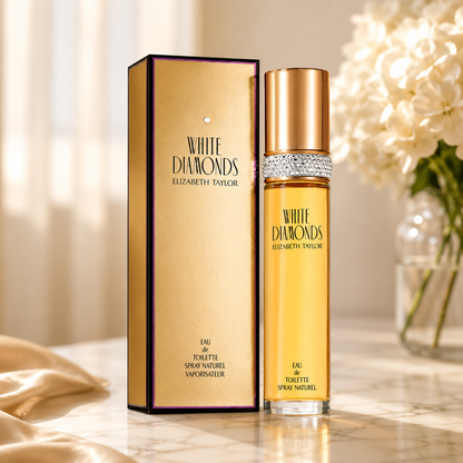 Elizabeth Taylor White Diamonds Eau de Toilette for Women, 1.7 fl oz | Women's floral chypre eau de toilette. Perfume with notes of lily, neroli, warm amber, and sandalwood.