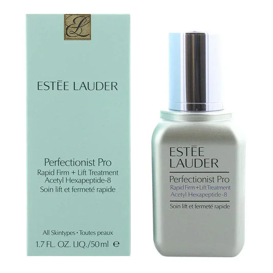 Estée Lauder Perfectionist Pro treatment bottle and packaging on a white background
