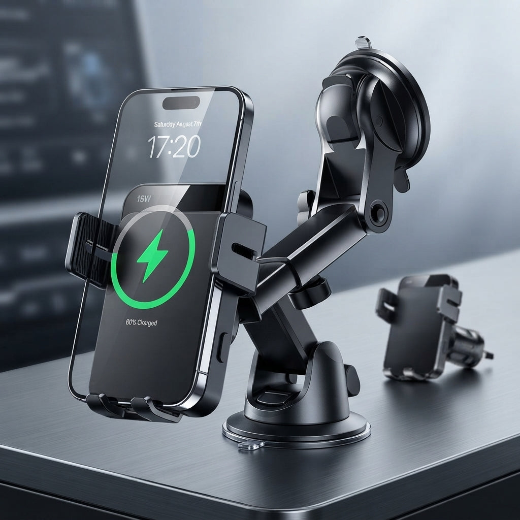 Wireless Car Charger 15W Auto Clamping Phone Holder Dash Windshield Vent