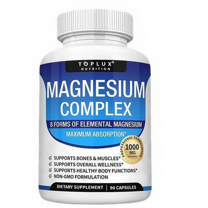Magnesium Complex 1000mg – 90 Capsules | 8 Forms with Glycinate, Citrate, Malate & Taurate