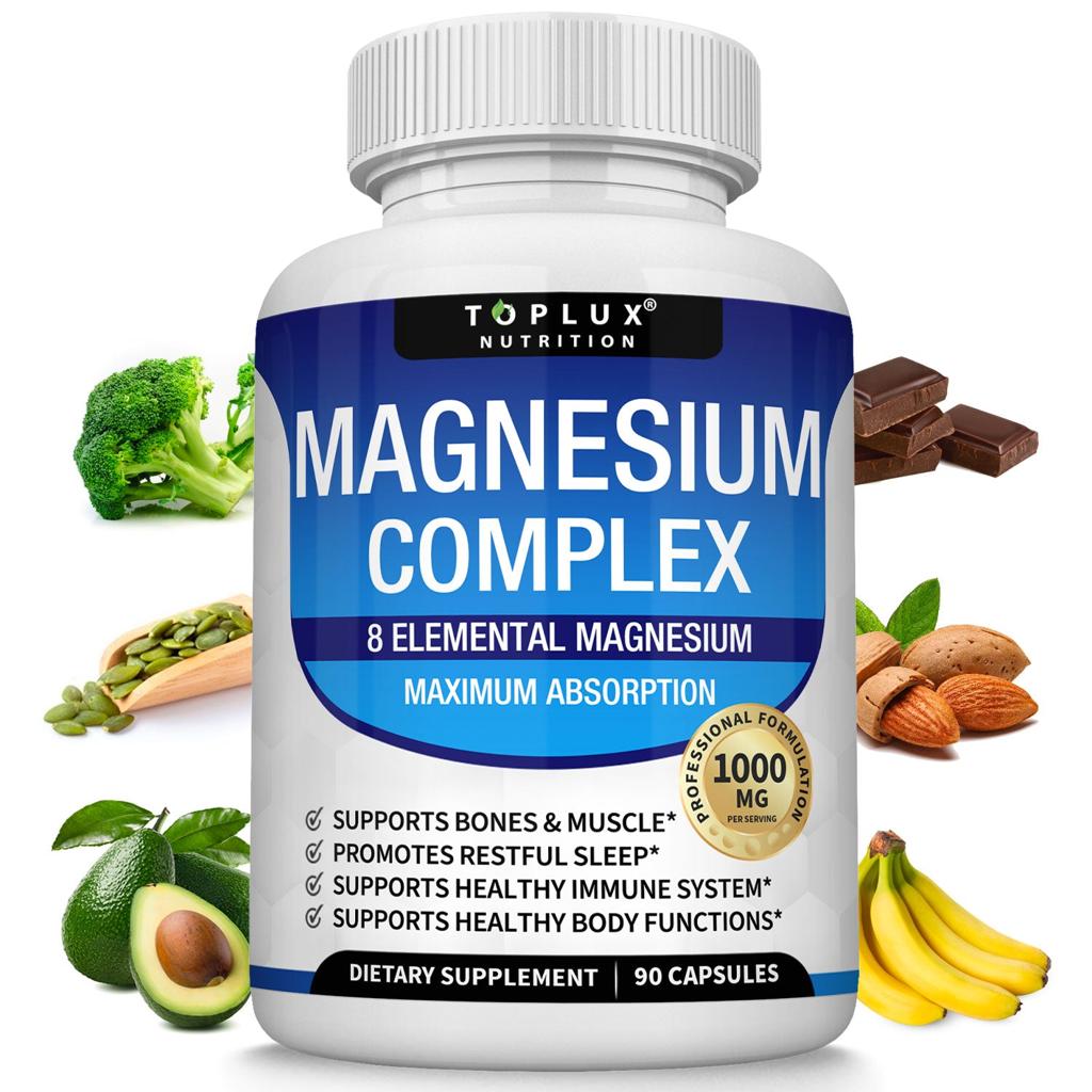 Magnesium Complex 1000mg – 90 Capsules | 8 Forms with Glycinate, Citrate, Malate & Taurate
