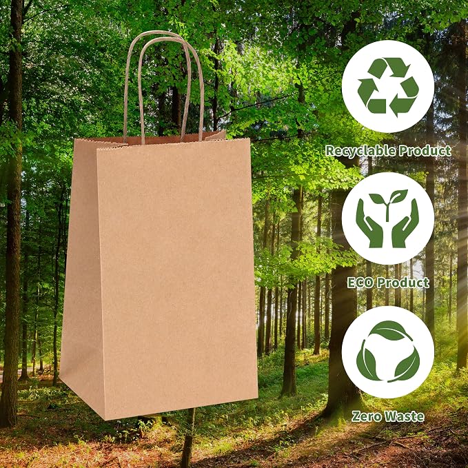 OUTUXED 2100pcs Small Gift Bags, Brown Paper Bags with Handles
