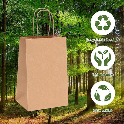OUTUXED 2100pcs Small Gift Bags, Brown Paper Bags with Handles