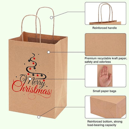 OUTUXED 2100pcs Small Gift Bags, Brown Paper Bags with Handles