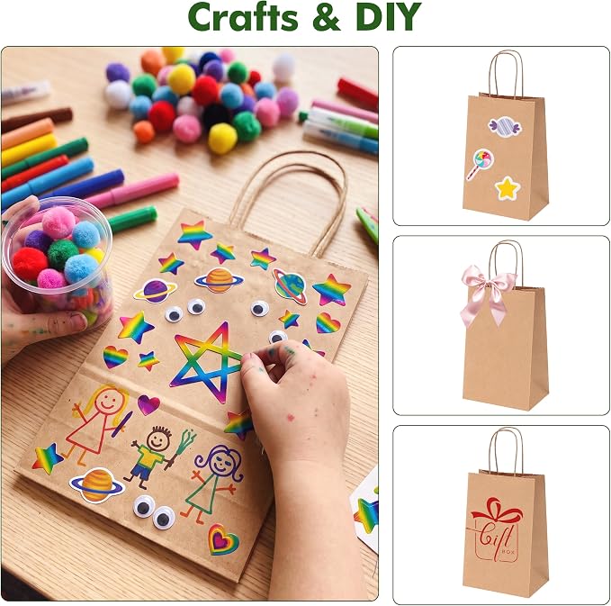 OUTUXED 2100pcs Small Gift Bags, Brown Paper Bags with Handles
