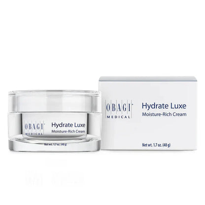 Obagi Hydrate Luxe Moisture-Rich Cream jar and packaging on a white background