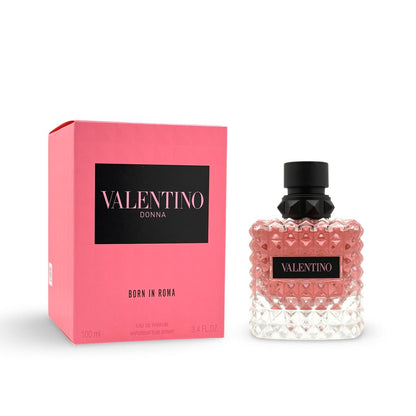 Valentino perfume bottle and packaging on a white background