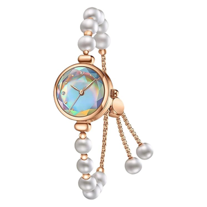 ADSBIAOYE Women’s Pearl Bracelet Watch – Elegant Gold Fashion Quartz Wristwatch
